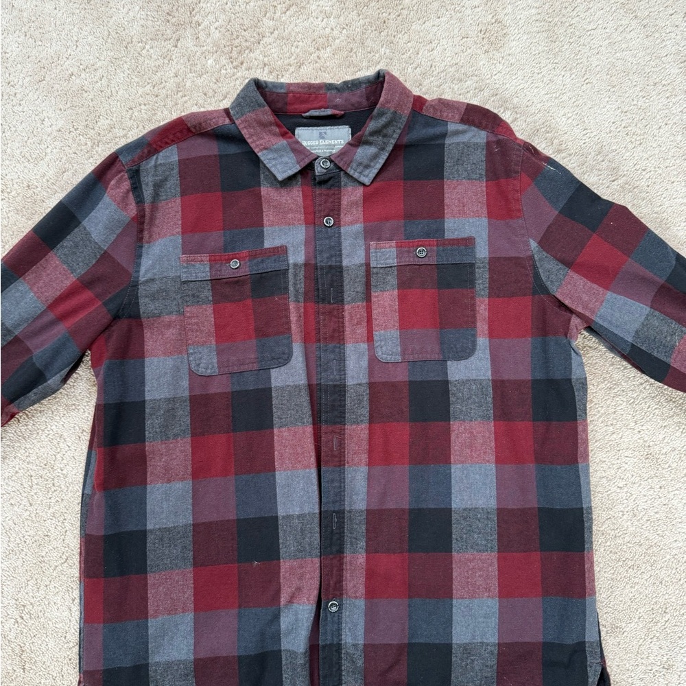 Rugged Elements Red and Black Plaid Casual Shirt XL Combo
